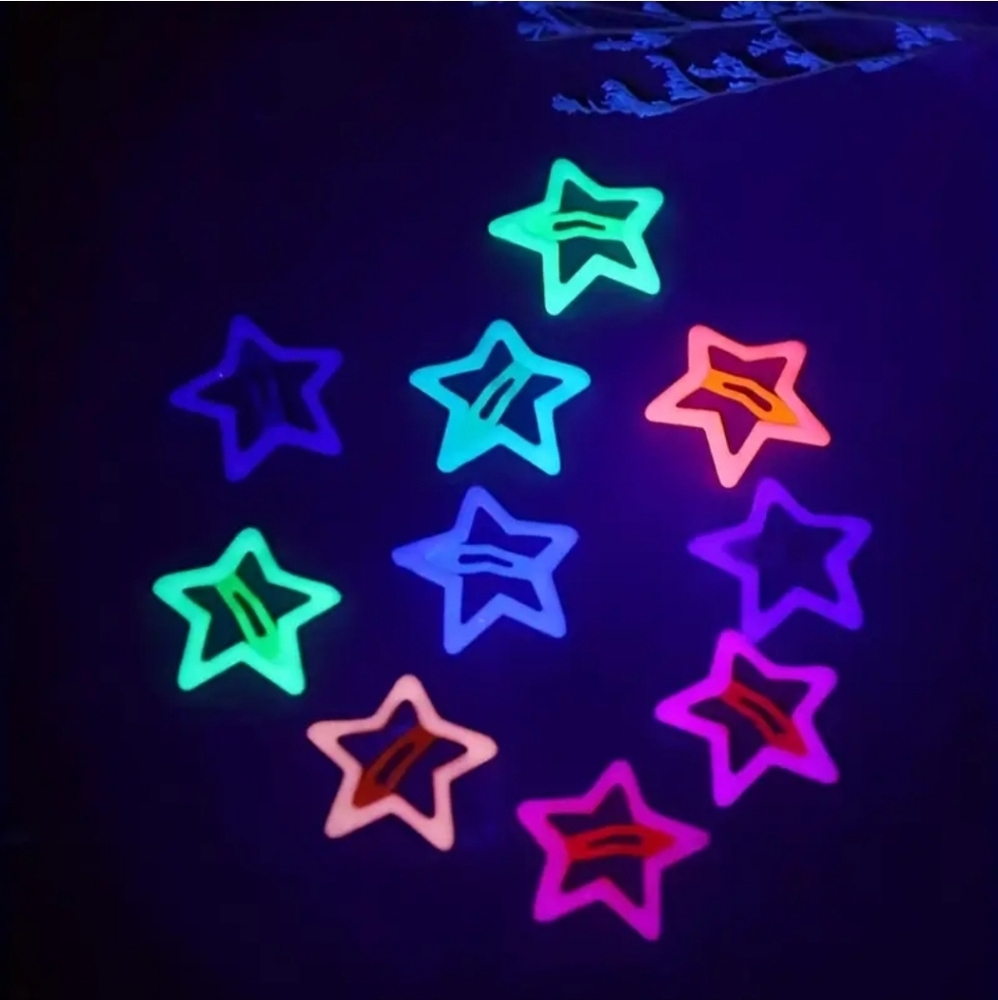 10pcs Luminous Princess Hair Clips - Sweet Star-Shaped, Glittery Triangle Hair
